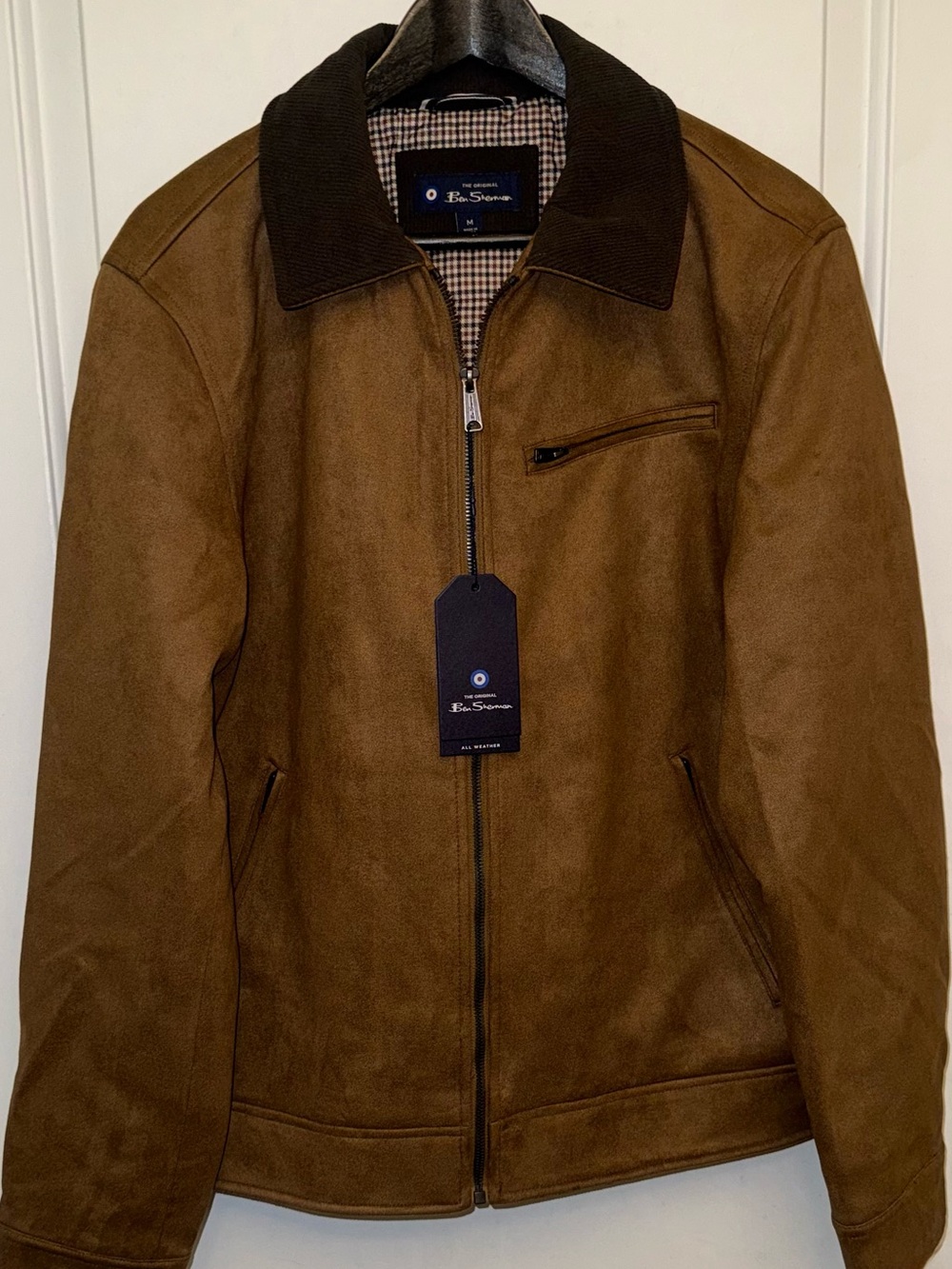 Ben Sherman NWT Faux Suede Full-Zip Harrington Jacket in “Chestnut”
